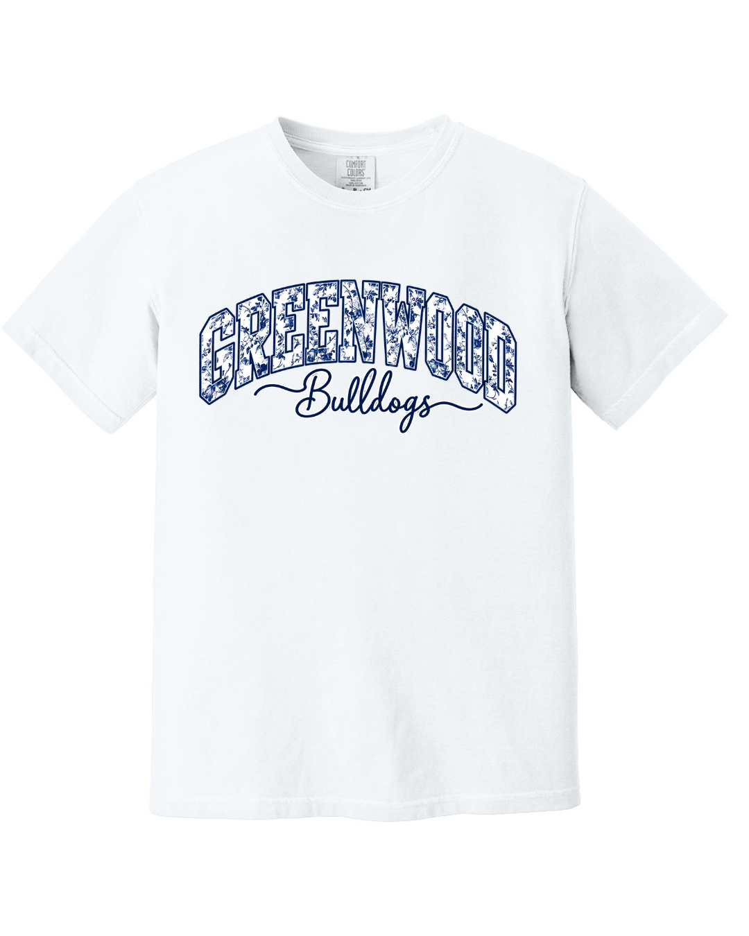 GREENWOOD FLORAL BULLDOGS SHORT SLEEVE TEE IN WHITE