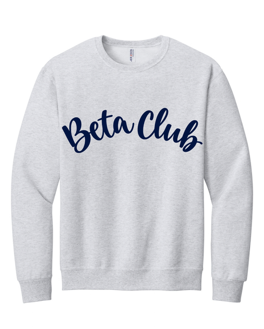 BETA CLUB SCRIPT CLASSIC STYLE SWEATSHIRT IN ASH GREY