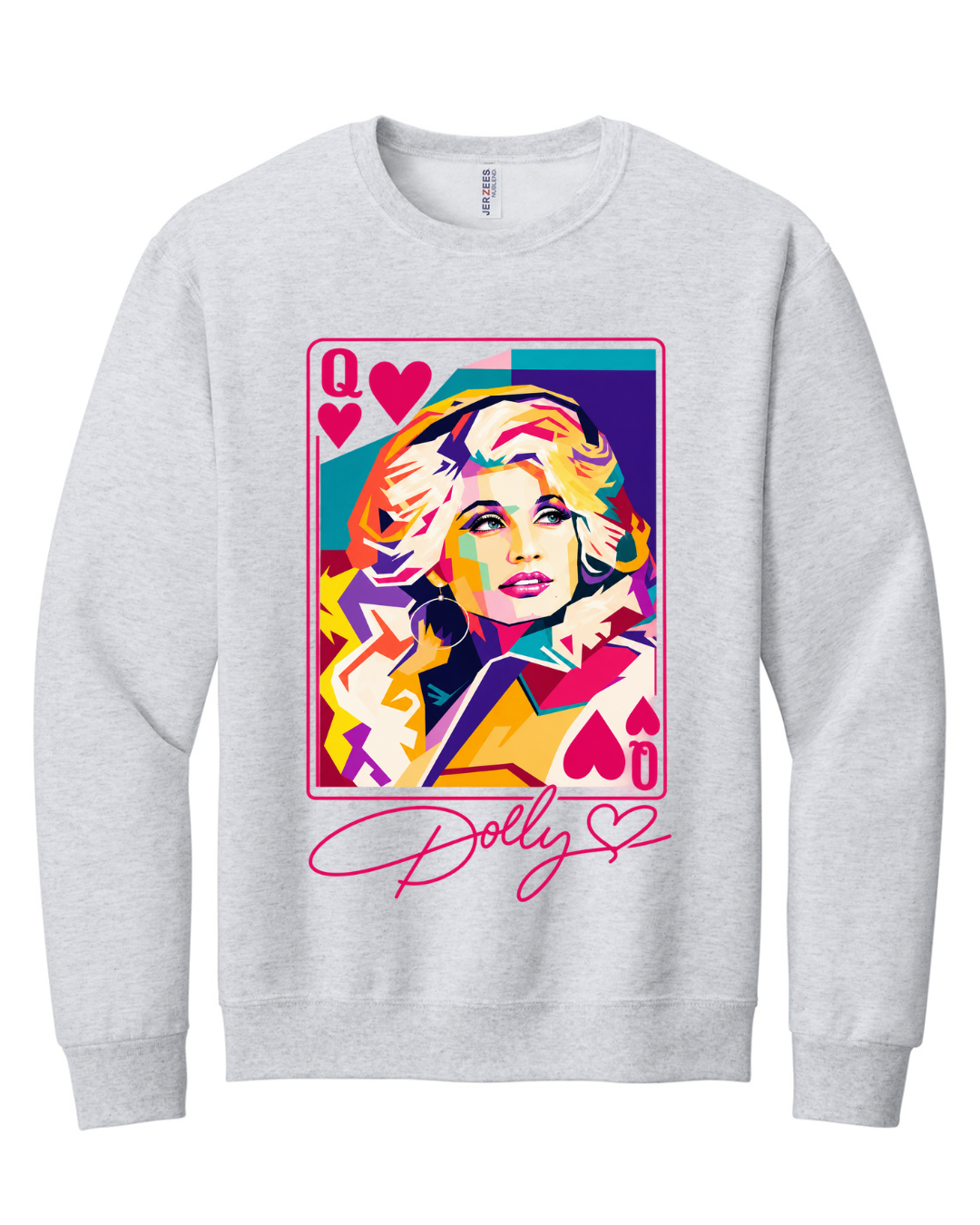 DOLLY PLAYING CARD CLASSIC STYLE SWEATSHIRT IN ASH GREY