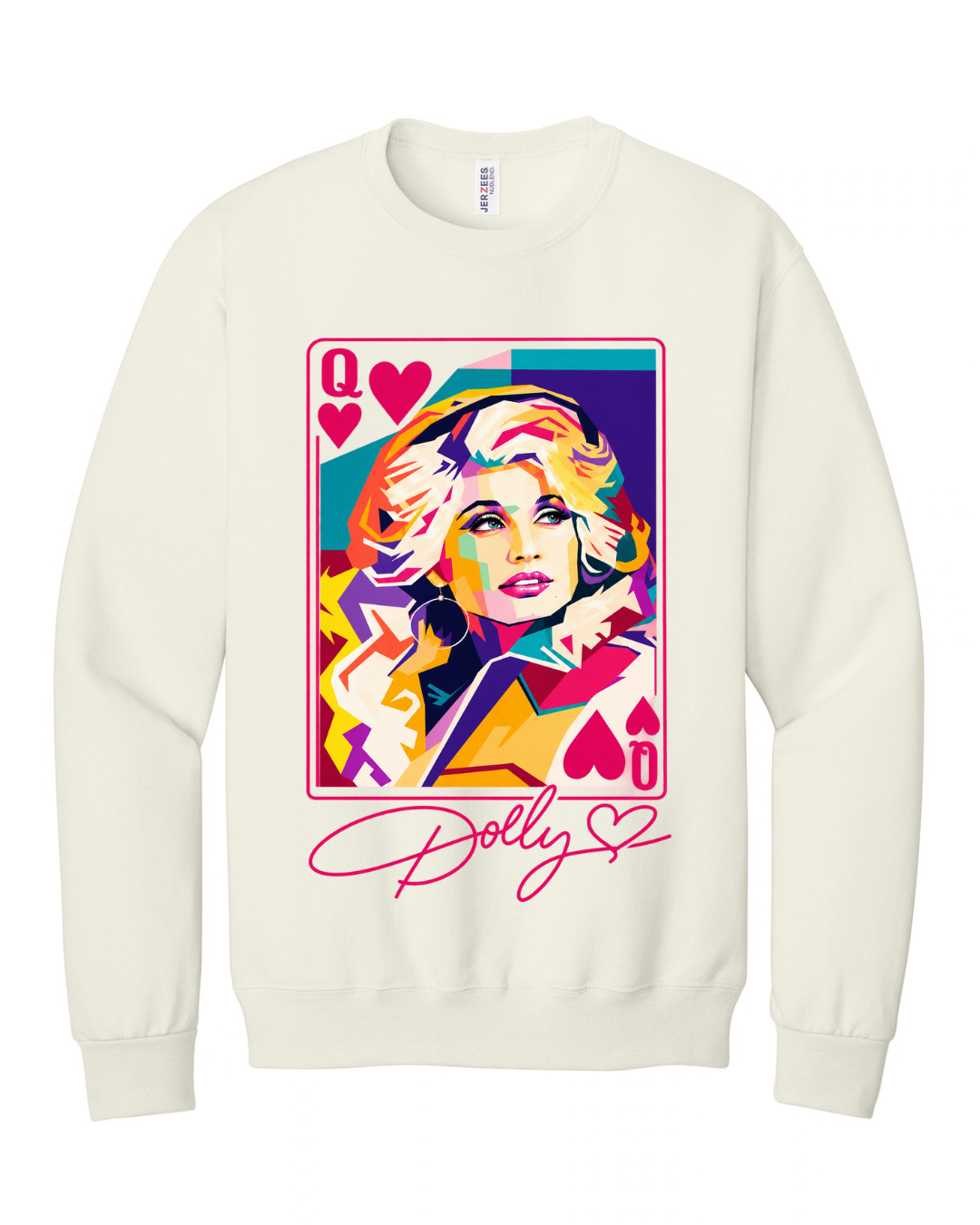 DOLLY PLAYING CARD CLASSIC STYLE SWEATSHIRT IN CREAM