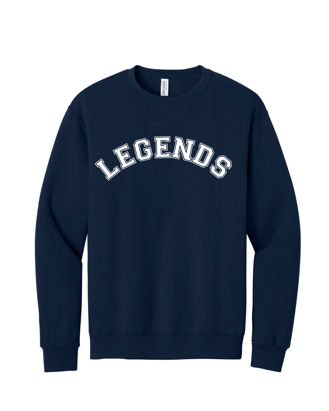 LEGENDS IN VARSITY FONT ON CLASSIC STYLE SWEATSHIRT IN NAVY
