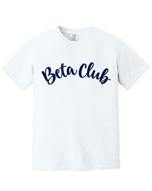 BETA CLUB SCRIPT SHORT SLEEVE TEE IN WHITE