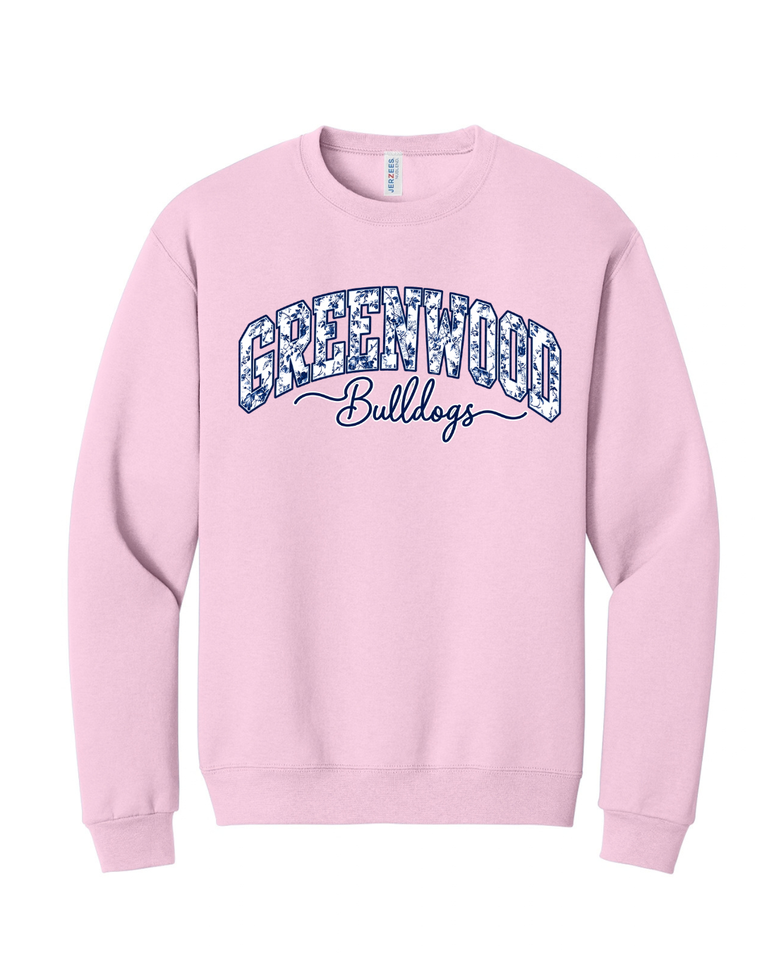 GREENWOOD BULLDOGS FLORAL CLASSIC STYLE SWEATSHIRT IN LIGHT PINK