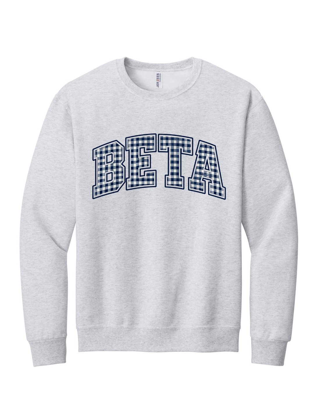BETA GINGHAM CLASSIC STYLE SWEATSHIRT IN ASH GREY