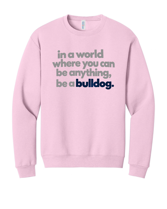 BE A BULLDOG CLASSIC STYLE SWEATSHIRT IN LIGHT PINK