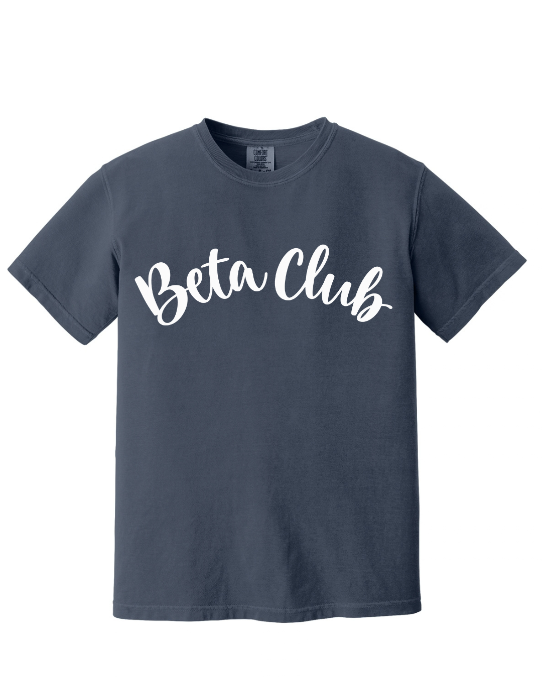 BETA CLUB SCRIPT SHORT SLEEVE TEE IN NAVY