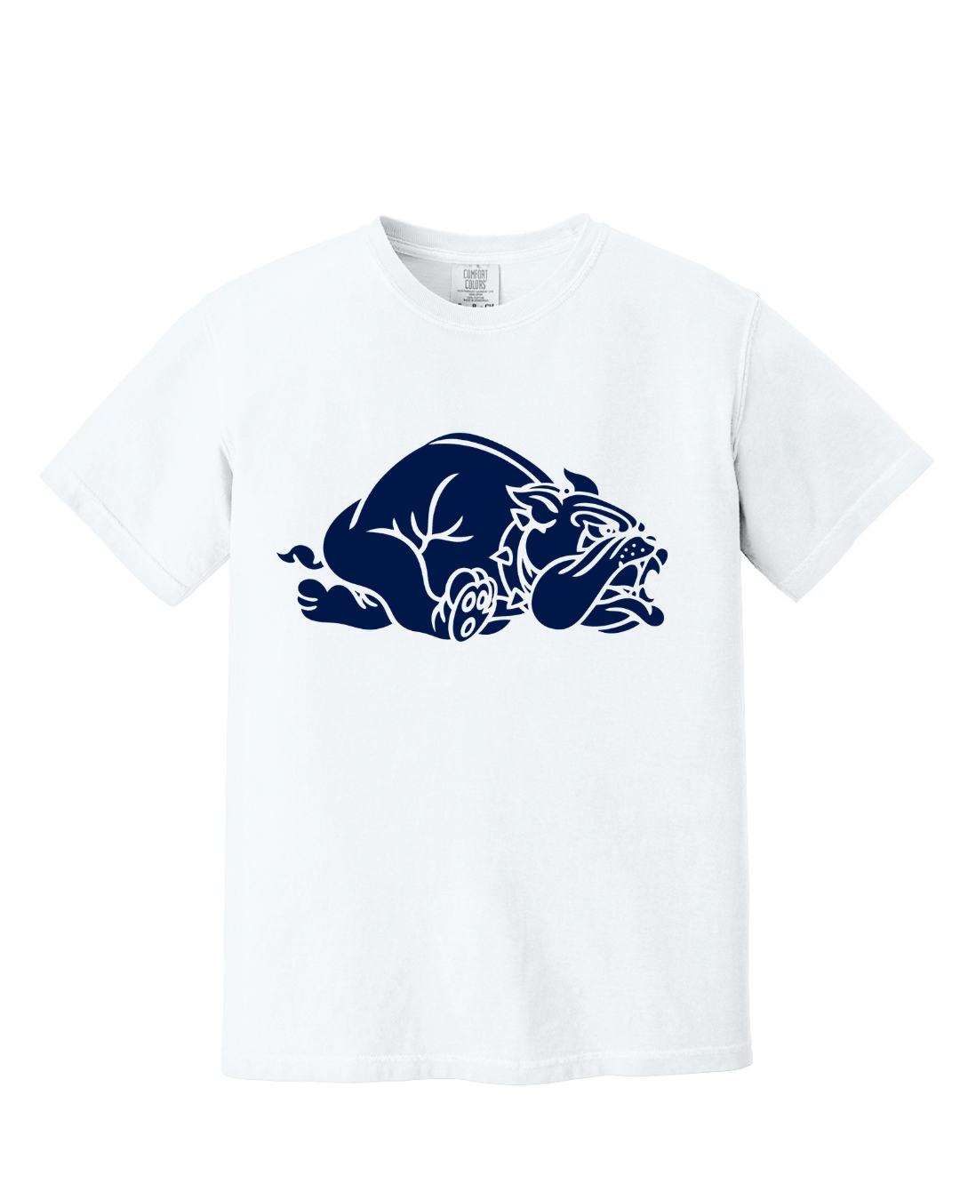 BIG BULLDOG FRONT, LEGENDS IN THE MAKING BACK SHORT SLEEVE TEE IN WHITE