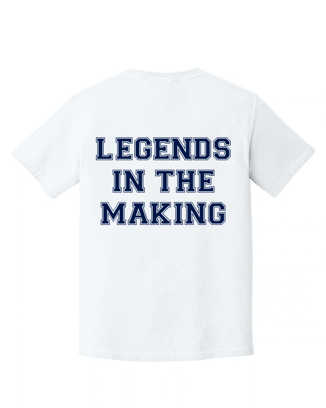BIG BULLDOG FRONT, LEGENDS IN THE MAKING BACK SHORT SLEEVE TEE IN WHITE