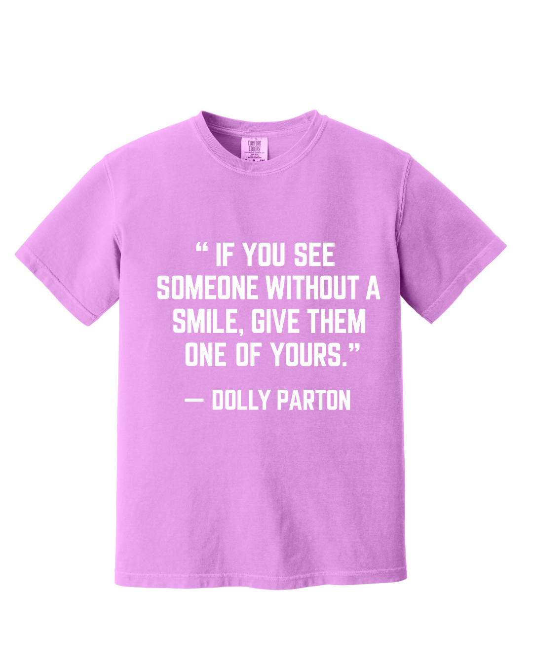 DOLLY PARTON QUOTE SHORT SLEEVE TEE IN NEON PURPLE