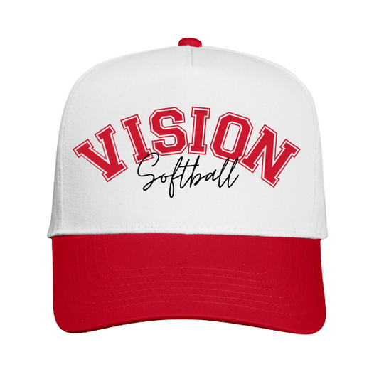 WHITE/ RED COLORBLOCK HAT