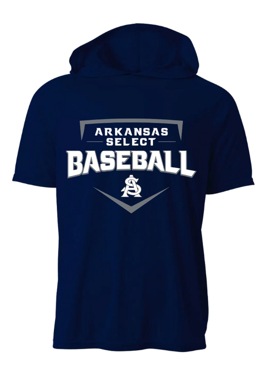NAVY DRI FIT SHORT SLEEVE HOODED SHIRT