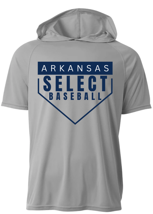 GREY DRI FIT SHORT SLEEVE HOODED SHIRT