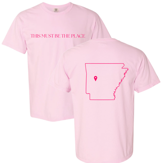 THIS MUST BE THE PLACE SHORT SLEEVE TEE IN BLOSSOM PINK