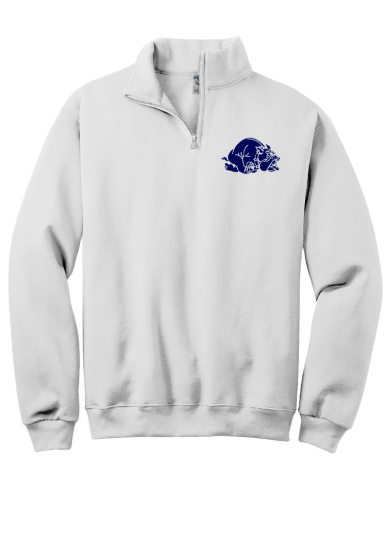 White Quarter Zip Pullover in White ( embroidery )