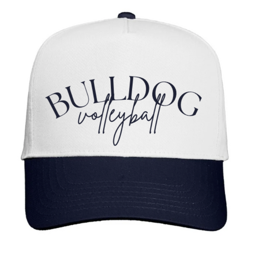 Five-Panel Twill Cap in White/ Navy