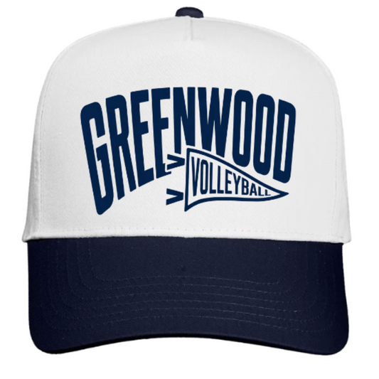 Five-Panel Twill Cap in White/ Navy