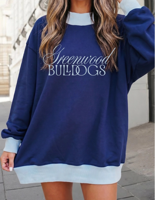LIGHT BLUE/NAVY MOCK NECK SWEATSHIRT