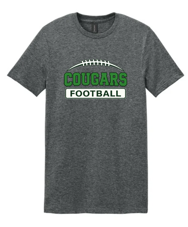 COUGARS FOOTBALL SHORT SLEEVE TEE IN HEATHER DARK GREY