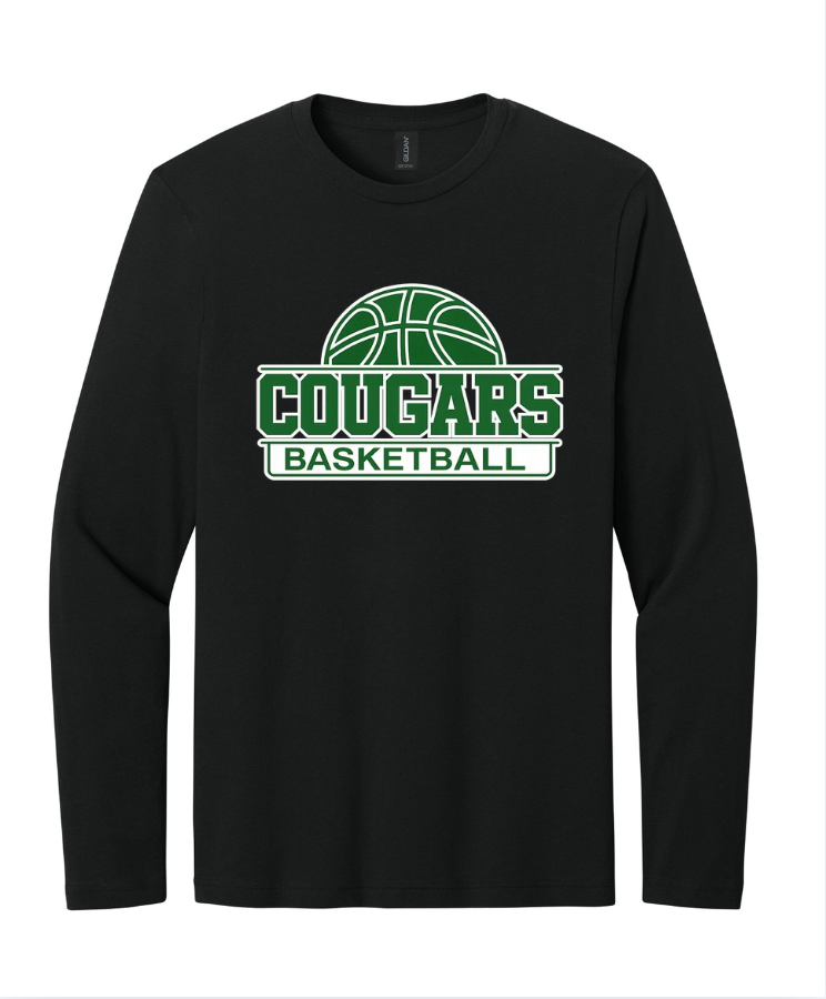 COUGARS BASKETBALL LONG SLEEVE TEE IN BLACK