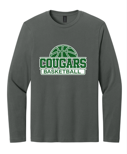 COUGARS BASKETBALL LONG SLEEVE TEE IN CHARCOAL