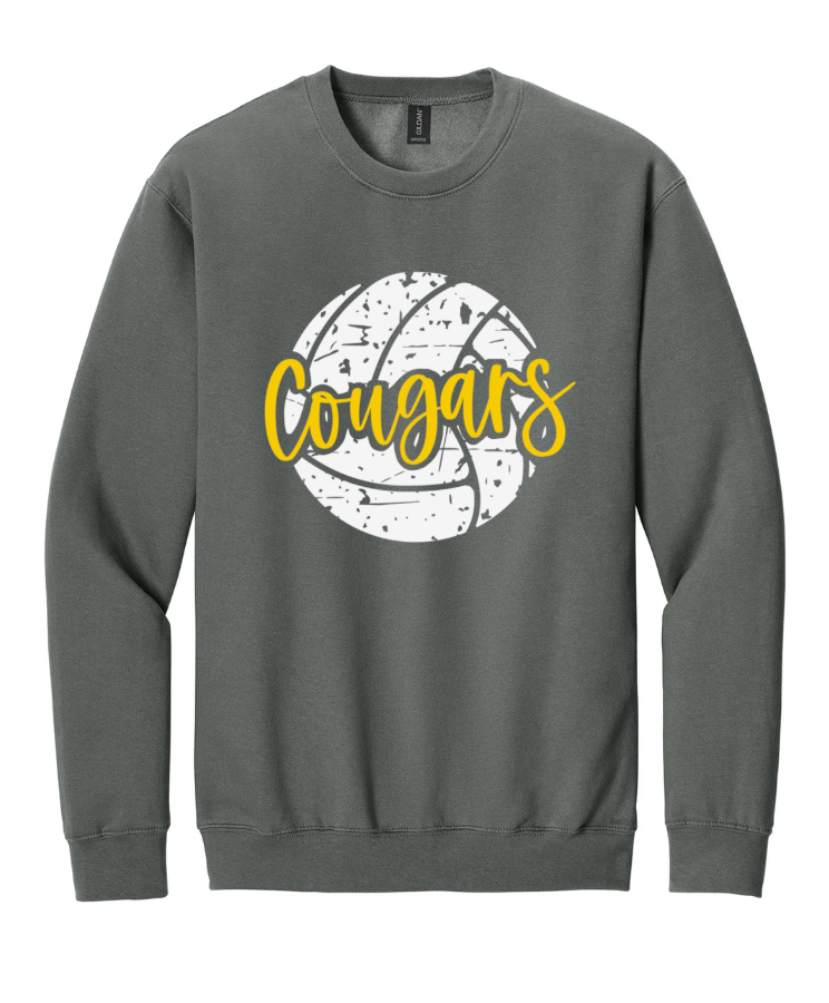 COUGARS VOLLEYBALL CREWNECK SWEATSHIRT IN CHARCOAL