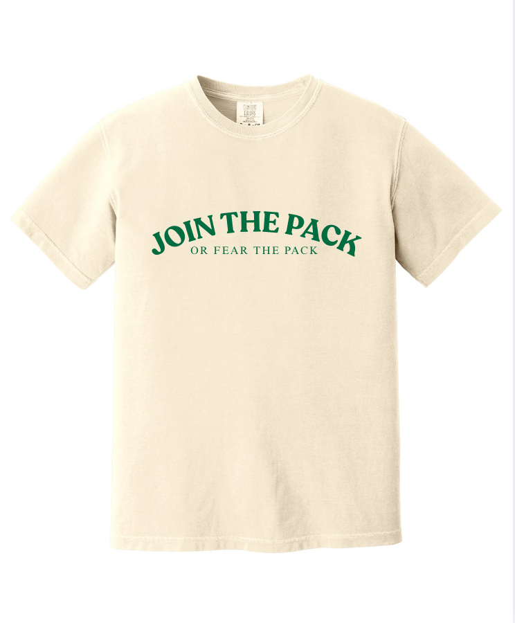 JOIN THE PACK OR FEAR THE PACK SHORT SLEEVE TEE IN IVORY