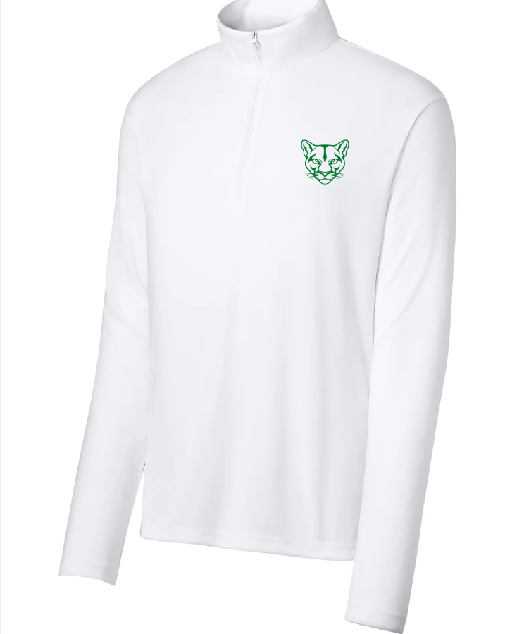 1/4 ZIP DRI FIT IN WHITE - COUGAR ON POCKET