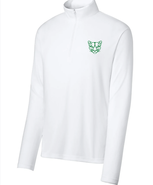 1/4 ZIP DRI FIT IN WHITE - COUGAR ON POCKET