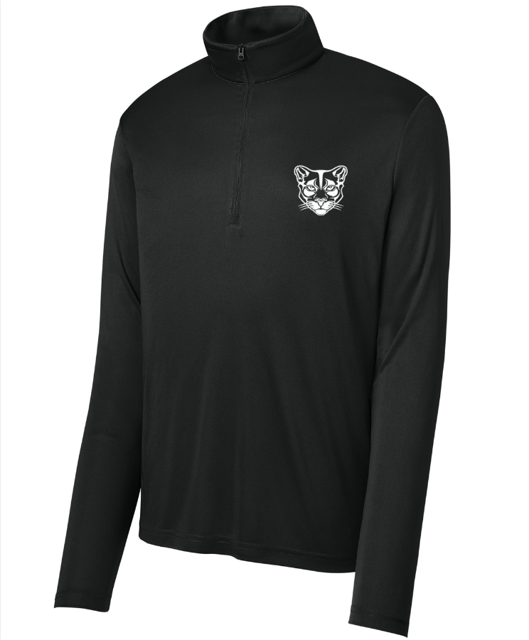 1/4 ZIP DRI FIT IN BLACK - COUGAR ON POCKET