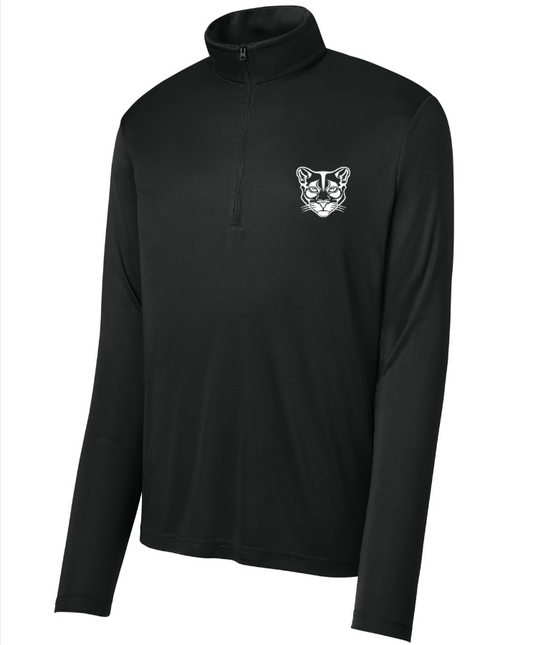 1/4 ZIP DRI FIT IN BLACK - COUGAR ON POCKET