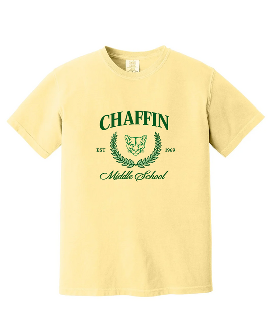 CHAFFIN MIDDLE SCHOOL SHORT SLEEVE COMFORT COLOR TEE IN BUTTER YELLOW