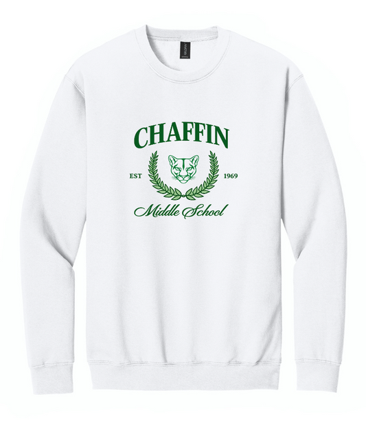 CHAFFIN MIDDLE SCHOOL CREWNECK SWEATSHIRT IN WHITE