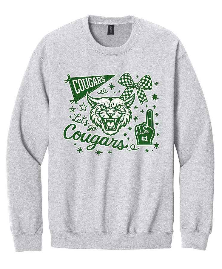 LETS GO COUGARS CREWNECK SWEATSHIRT IN ASH GREY