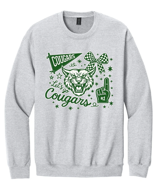 LETS GO COUGARS CREWNECK SWEATSHIRT IN ASH GREY