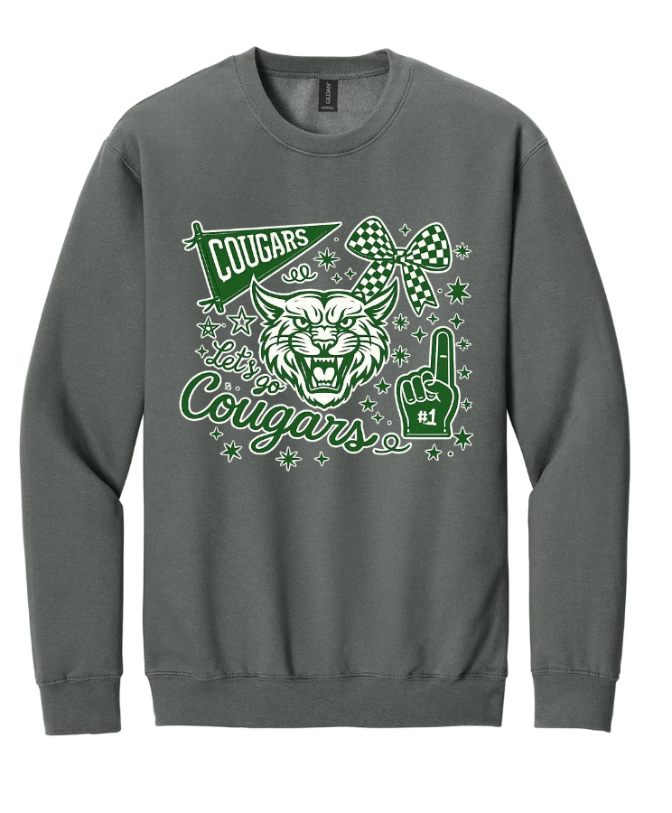 LETS GO COUGARS CREWNECK SWEATSHIRT IN CHARCOAL
