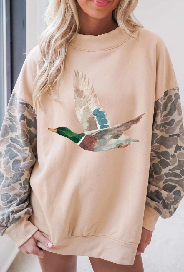 CAMO MOCK NECK SWEATSHIRT