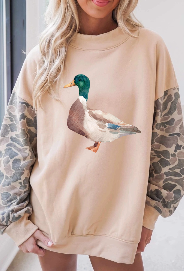 CAMO MOCK NECK SWEATSHIRT
