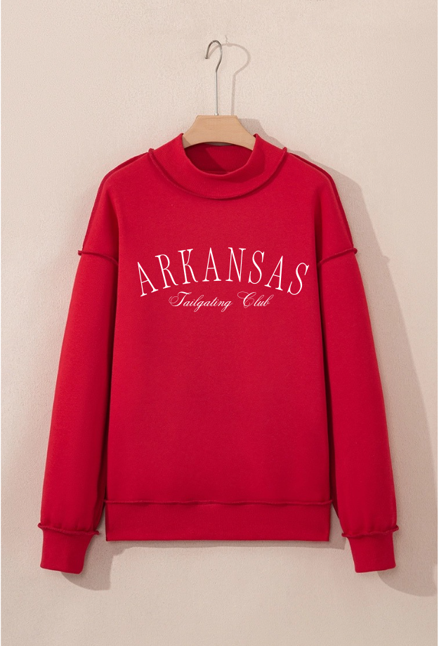 RED MOCK NECK SWEATSHIRT