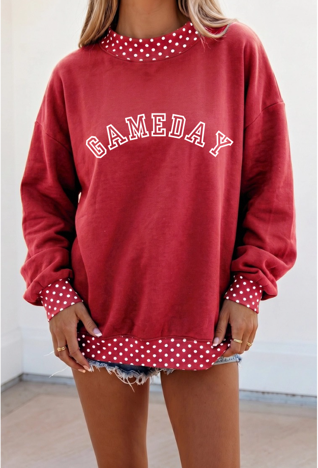 RED MOCK NECK SWEATSHIRT