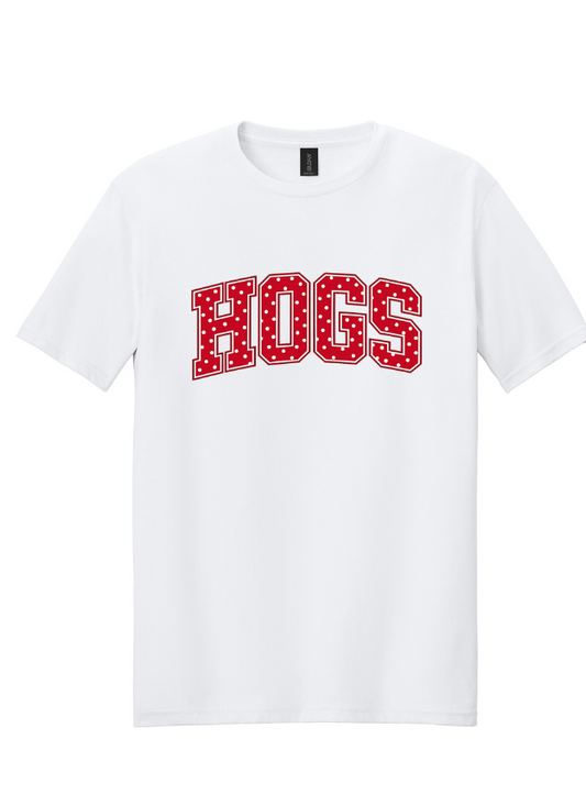 HOGS POLKA DOT WHITE SHORT SLEEVE TEE SHIRT