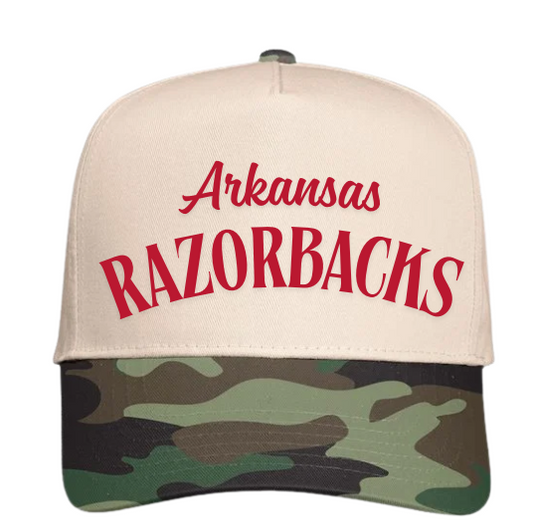 ARKANSAS RAZORBACKS ON CAMO FIVE PANEL HAT