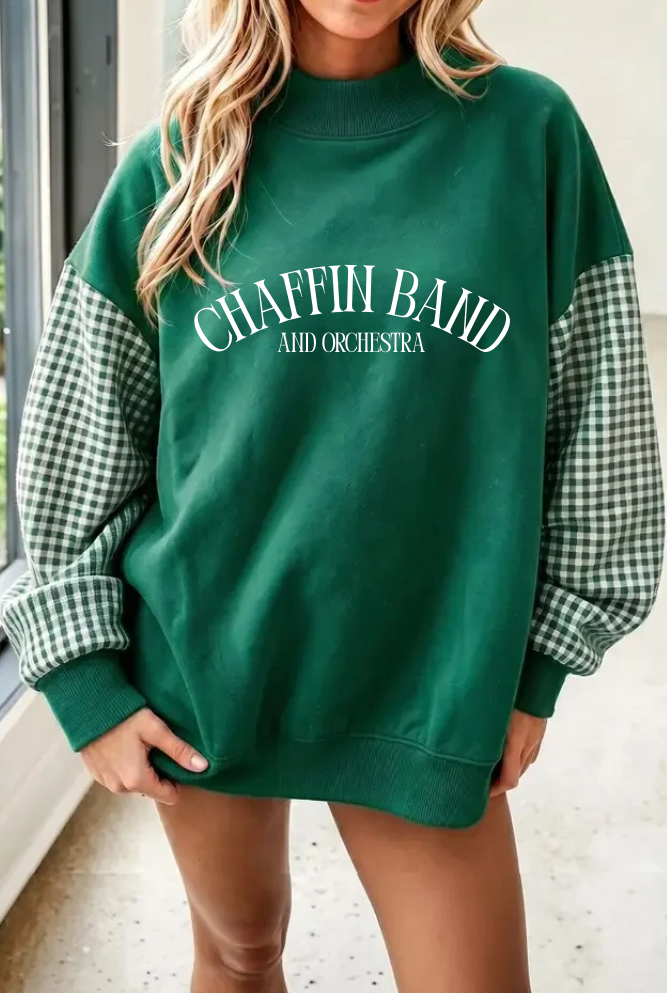 GREEN PLAID MOCK NECK SWEATSHIRT
