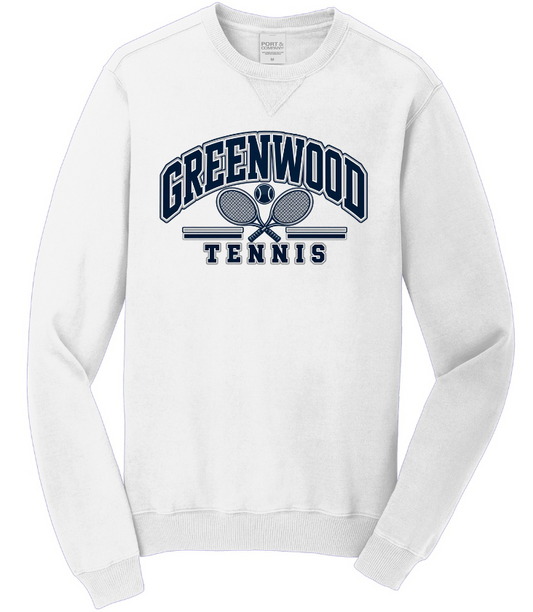 GHS TENNIS BEACH WASH GARMENT DYED CREWNECK SWEATSHIRT IN WHITE