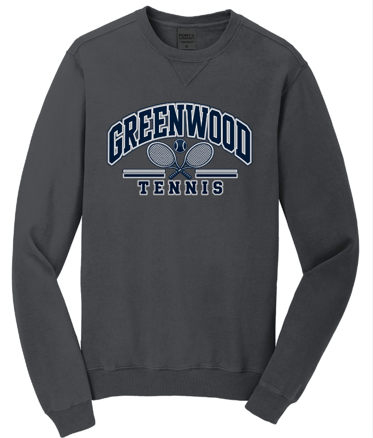 GHS TENNIS BEACH WASH GARMENT DYED CREWNECK SWEATSHIRT IN GREY
