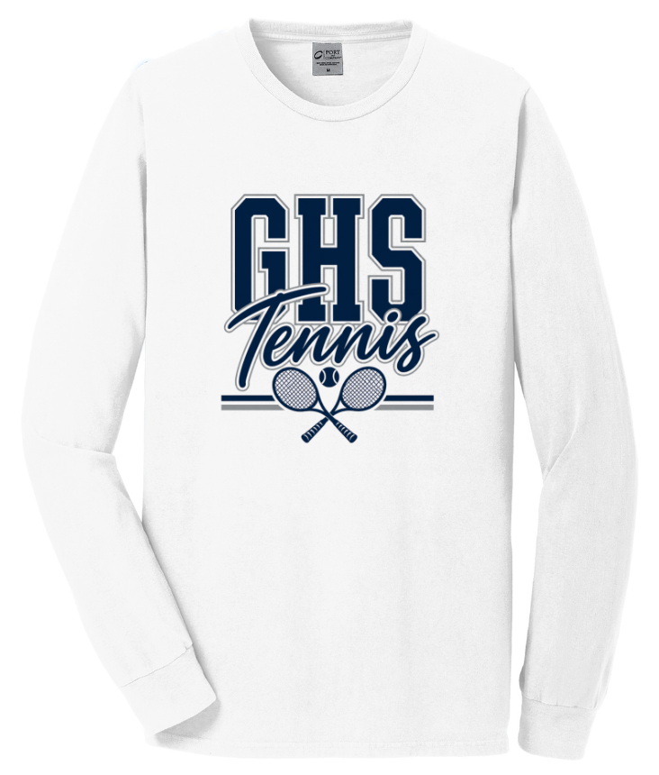 GHS TENNIS BEACH WASH GARMENT DYED LONG SLEEVE TEE IN WHITE