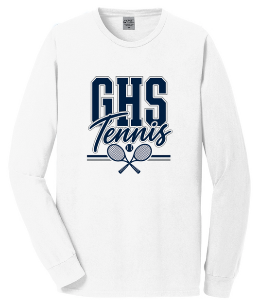 GHS TENNIS BEACH WASH GARMENT DYED LONG SLEEVE TEE IN WHITE