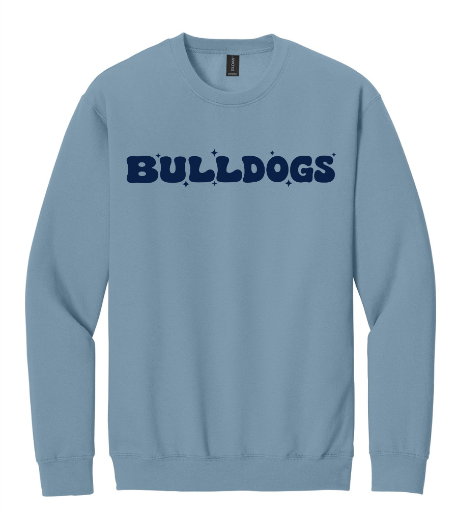 RETRO BULLDOGS CREWNECK SWEATSHIRT IN STONE BLUE