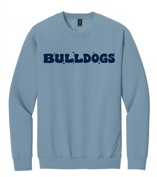 RETRO BULLDOGS CREWNECK SWEATSHIRT IN STONE BLUE