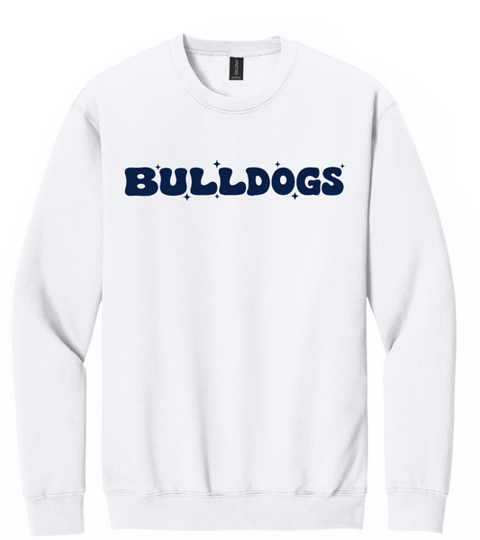 RETRO BULLDOGS CREWNECK SWEATSHIRT IN WHITE
