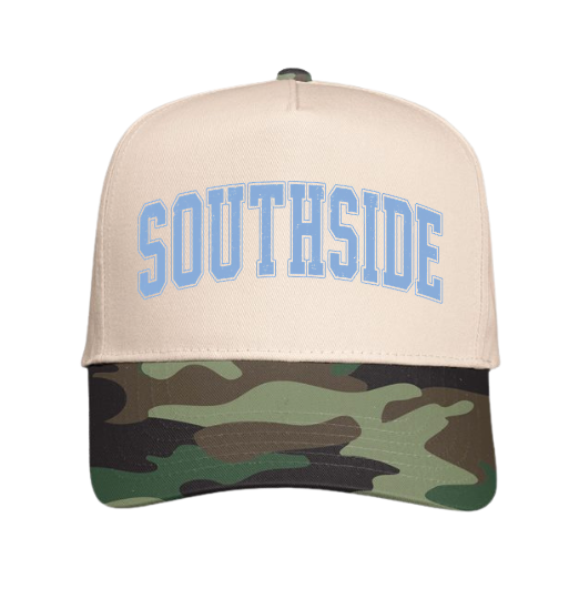 SOUTHSIDE IN BABY BLUE ON A NATURAL/ CAMO HAT